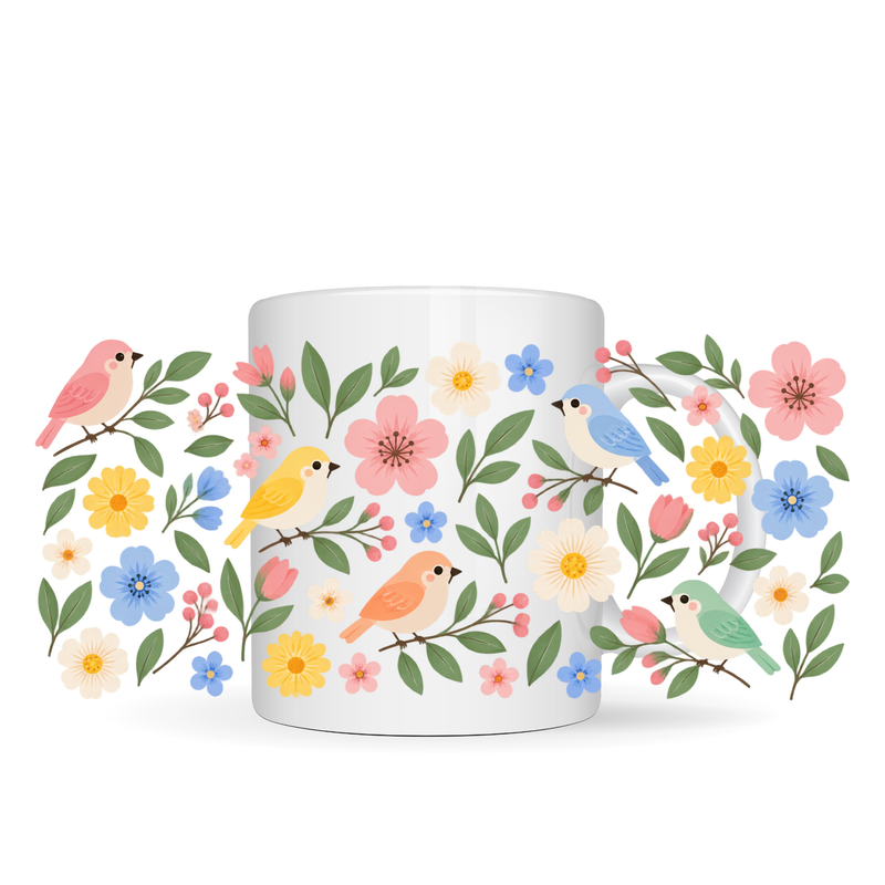 Birds and Bloom UV DTF Mug Trasfer Sheet
