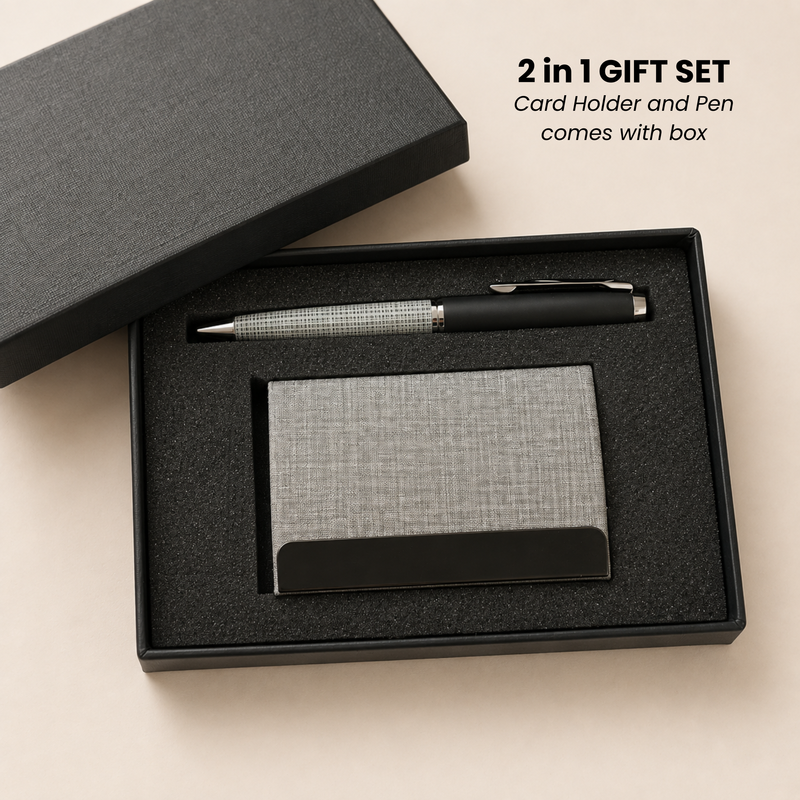 2 in 1 Gift Set (Card Holder and pen comes with box)