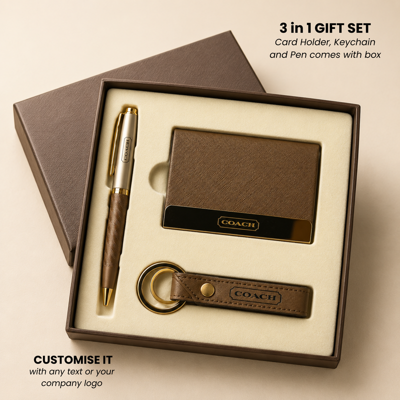3 in 1 Card Holder, Keychain and Pen comes with box